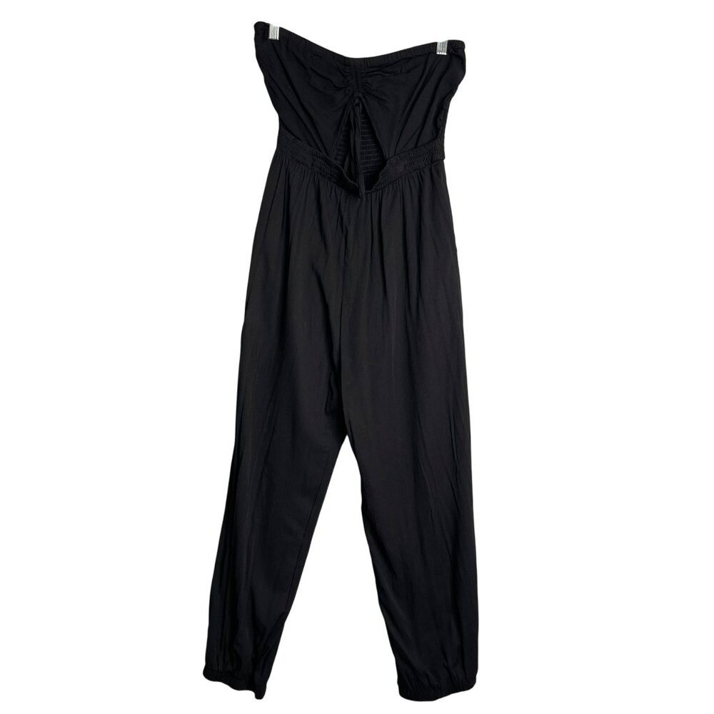 Le Lis Black Sleeveless Jumpsuit Womens M Tie Front Cut Out Beachy Vacation